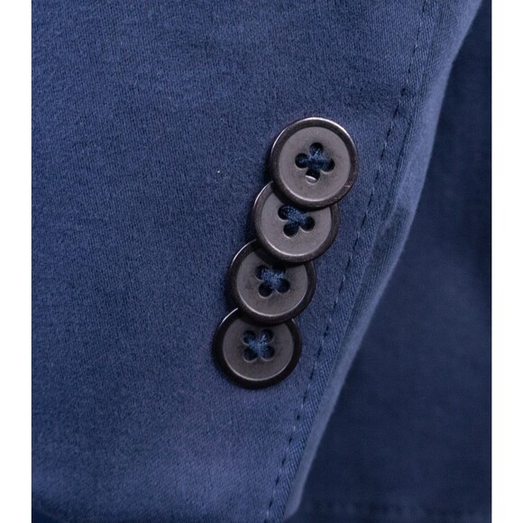 Flynt Men's Sport Coat Jacket Blazer Suede Solid Blue Sz 46L 2-Button Cotton - Picture 7 of 13